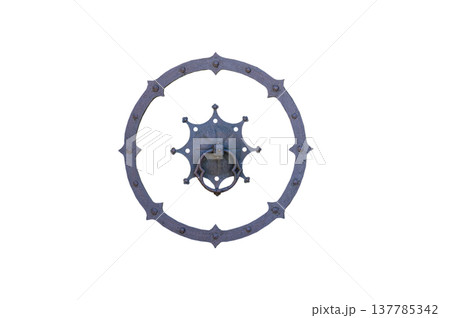 old iron door handle on white background old iron door handle on white background 137785342