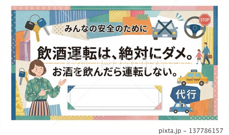 飲酒運転は絶対にダメ 飲酒運転根絶の啓発ポスターテンプレート 安全な帰宅 137786157