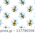 Simple pattern of a bee, wasp, hornet, bumblebee. Vector illustration isolated on a white background. Hand-drawn. Flat style. 137786508