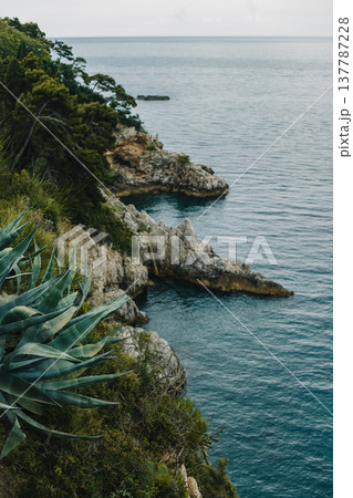 Amazing view of the Adriatic sea and rocks on in Dubrovnik, Croatia. Amazing view of the Adriatic sea and rocks on in Dubrovnik, Croatia. 137787228