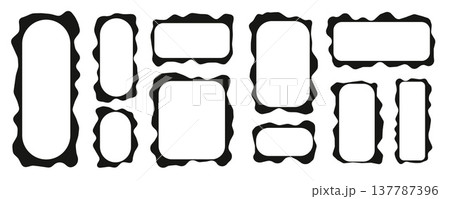 Black abstract frames with irregular wavy borders 137787396