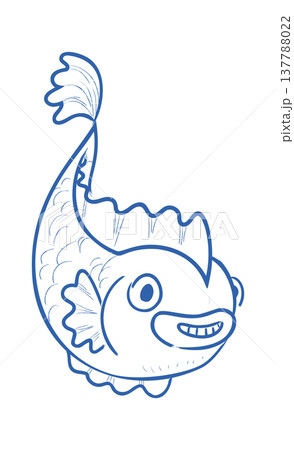 Fish Smiling Cartoon Linework Fish Smiling Cartoon Linework 137788022