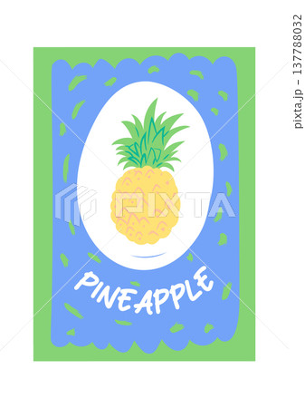 Pineapple Poster Retro Handdrawn Pineapple Poster Retro Handdrawn 137788032