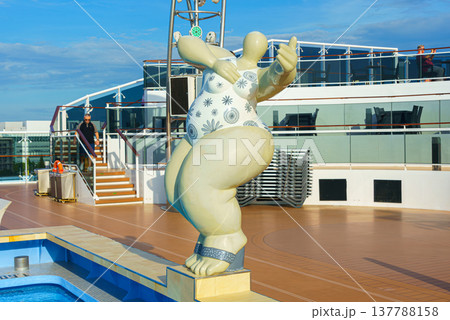 Tokyo, Japan - Oct 2 2024, a close up view of sculpture of full-bodied woman, It is a decoration of swimming pool on upper deck of MSC Bellissima cruise ship, without people, at daytime, Tokyo, Japan Tokyo, Japan - Oct 2 2024, a close up view of sculpture of full-bodied woman, It is a decoration of swimming pool on upper deck of MSC Bellissima cruise ship, without people, at daytime, Tokyo, Japan 137788158