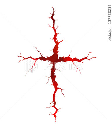 Grunge red Christian Cross with cracks . Hand drawn. Not AI, vector illustration Grunge red Christian Cross with cracks . Hand drawn. Not AI, vector illustration 137788255