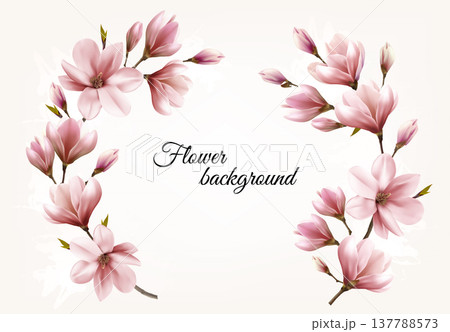 Abstract spring background with beautiful magnolia branches. Vector. 137788573