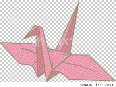 和柄の折鶴イラスト 和柄の折鶴イラスト 137788654