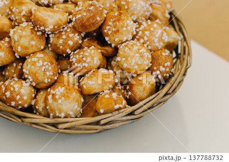 Delicious fresh buns in a traditional french bakery. Delicious fresh buns in a traditional french bakery. 137788732