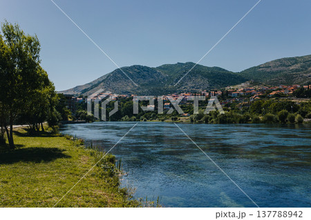 Amazing view of Trebinje city and the river in a sunny day. 137788942