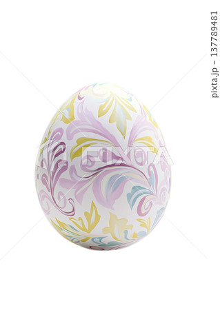 A Beautifully Decorated Easter Egg Exquisitely Adorned with a Charming Floral Pattern 137789481