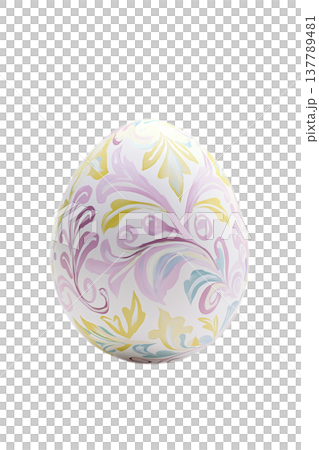 A Beautifully Decorated Easter Egg Exquisitely Adorned with a Charming Floral Pattern 137789481