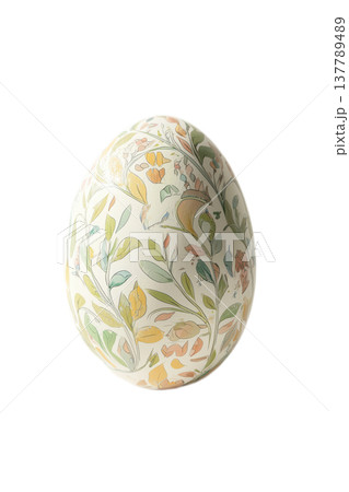 A Beautifully Painted Decorative Egg featuring a delightful Floral Design and vibrant colors 137789489