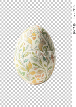 A Beautifully Painted Decorative Egg featuring a delightful Floral Design and vibrant colors 137789489