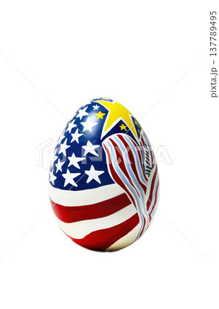 A Beautifully Patriotic Decorated Egg Featuring an EyeCatching American Flag Design 137789495