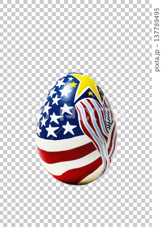 A Beautifully Patriotic Decorated Egg Featuring an EyeCatching American Flag Design 137789495