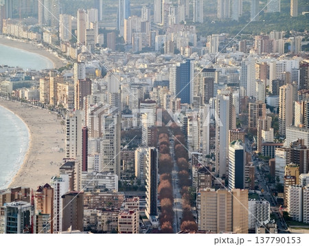 Vast Seaside Skyline Showcasing Modern Skyscrapers Along Sandy Beaches With Urban Expansion In Background 137790153