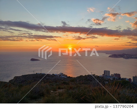 Serene Seaside View With Waves, Calm Oceanfront Landscape Featuring Gentle Tides And Sunset Ambiance Serene Seaside View With Waves, Calm Oceanfront Landscape Featuring Gentle Tides And Sunset Ambiance 137790204