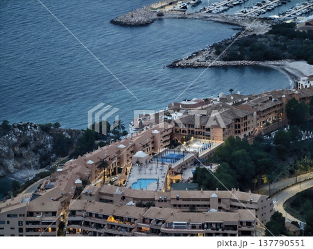 Luxury Nightscape Imagery, Elegant Marina View At Night, Serene Resort Scene With Yachts And Palms Luxury Nightscape Imagery, Elegant Marina View At Night, Serene Resort Scene With Yachts And Palms 137790551