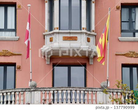 European Style Civic Building Appearance, Vibrant Facade With Decorative Features And Colorful Accents European Style Civic Building Appearance, Vibrant Facade With Decorative Features And Colorful Accents 137790999