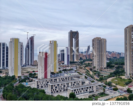 Scenic City Skyline With Diverse Structures, City Horizon Showcasing Mix Of Buildings And Nature 137791056
