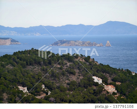 Tranquil Island Scenery With Villas, Peaceful Seaside Landscape With Scattered Dwellings And Calm Waters Tranquil Island Scenery With Villas, Peaceful Seaside Landscape With Scattered Dwellings And Calm Waters 137791108