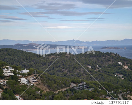 Scenic Villas Among Lush Hills, Beautiful Island Landscape Perfect For Tourism And Real Estate 137791117