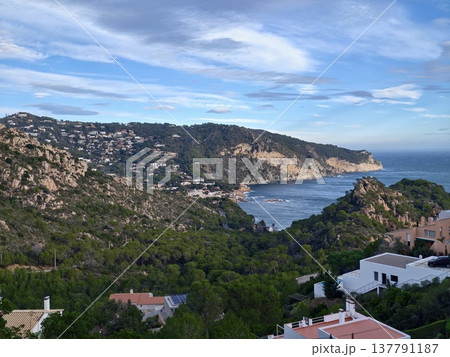 Radiant Seaside Panorama Showcasing Sheltered Coves And Elegant Villas Amid Lush Pine Trees Radiant Seaside Panorama Showcasing Sheltered Coves And Elegant Villas Amid Lush Pine Trees 137791187