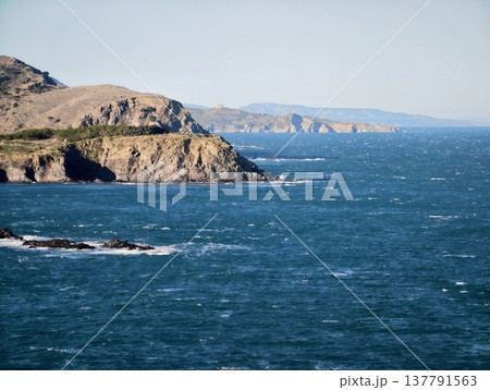 Dramatic Ocean Panorama With Rough Seas And Distant Landmass Offering Navigational Insights For Sailors Dramatic Ocean Panorama With Rough Seas And Distant Landmass Offering Navigational Insights For Sailors 137791563