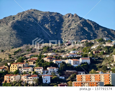 Vibrant Hillside Settlement With Gardens, Colorful Village On Slope With Lush Green Surroundings 137791574