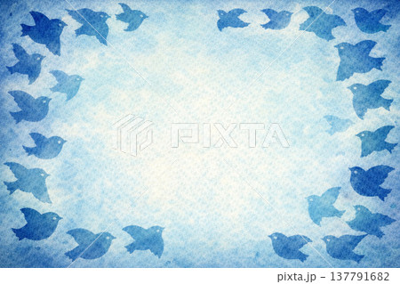 千鳥文様・同系色グラデーションの布地風和柄背景素材（横長） 137791682