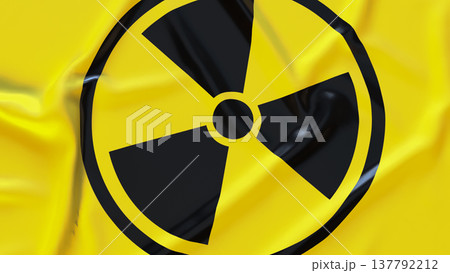 Radiation Hazard Warning Symbol On Yellow Safety Background 3d render. 137792212