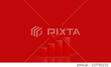Red Financial Growth Chart With Upward Arrow Business Success Concept 3d render. 137792215