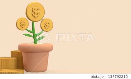 Money Growth Concept With Dollar Coin Plant In Pot 3d render. Money Growth Concept With Dollar Coin Plant In Pot 3d render. 137792216