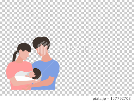 Vector illustration of a couple surrounding their baby. 137792708