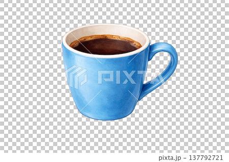咖啡杯、咖啡馬克杯、水彩插畫素材 137792721