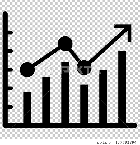 一套用於長條圖和折線圖的向上圖示（提供成長、改進、單色和輪廓）。 137792894