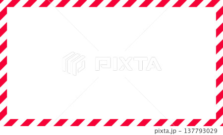 紅白の斜めストライプ柄の長方形フレーム 137793029