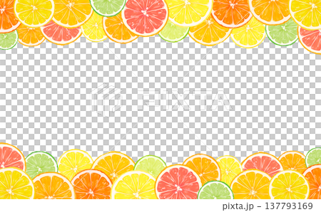 Frame of sliced citrus fruit (top, bottom, and side) Frame of sliced citrus fruit (top, bottom, and side) 137793169