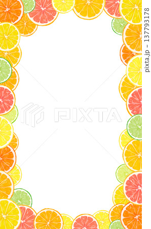 輪切りシトラスの囲みフレーム_縦 137793178