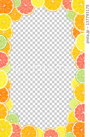 輪切りシトラスの囲みフレーム_縦 137793178