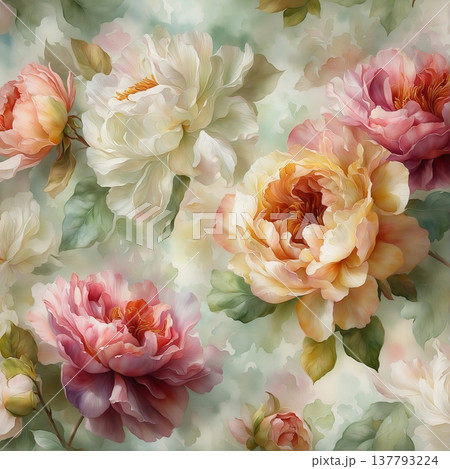 watercolor seamless pattern with roses watercolor seamless pattern with roses 137793224