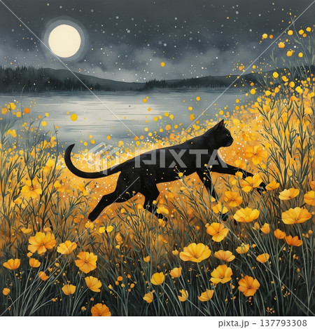 watercolor painting of leaf and flowers pattern 137793308