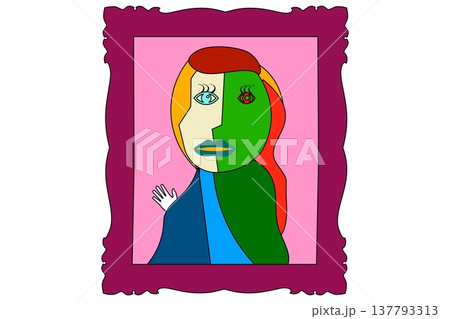 手を振るキュビズム風イラスト 手を振るキュビズム風イラスト 137793313