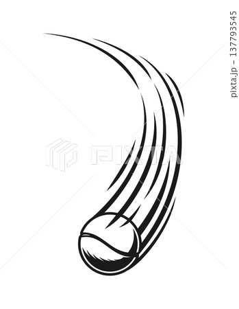 Tennis sport ball strike movement tail. Game strike movement effect, baseball ball acceleration speed trail. Tennis shoot fly motion tail 137793545