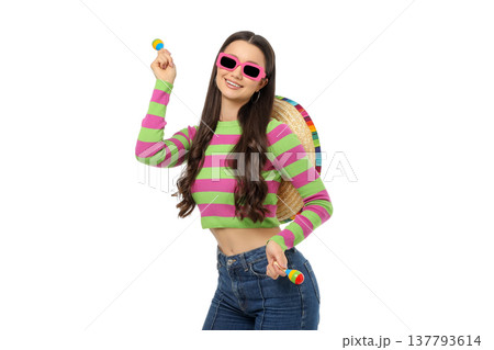 Young woman dances joyfully celebrating Cinco de Mayo, isolated, PNG Young woman dances joyfully celebrating Cinco de Mayo, isolated, PNG 137793614