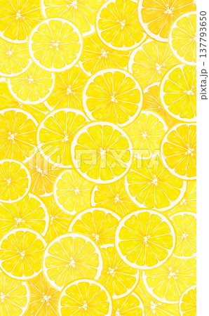 輪切りレモンの敷き詰め背景_縦 輪切りレモンの敷き詰め背景_縦 137793650