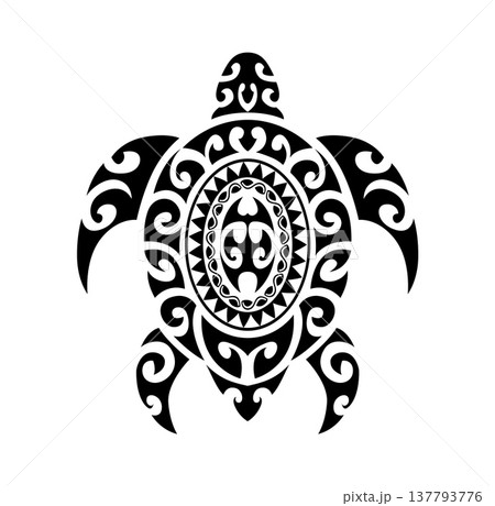 Maori sea turtle animal ethnic black tattoo or decor. Maori tribal folk decoration, New Zealand tribe abstract tattoo. Samoan ethnic graphic print Maori sea turtle animal ethnic black tattoo or decor. Maori tribal folk decoration, New Zealand tribe abstract tattoo. Samoan ethnic graphic print 137793776