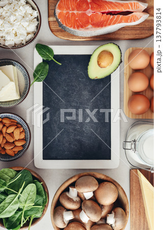 Healthy foods containing vitamin D. 137793814