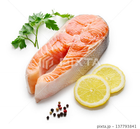 Fresh raw salmon red fish steak Fresh raw salmon red fish steak 137793841