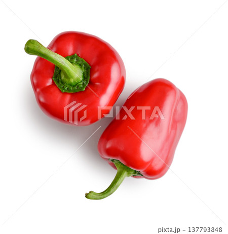 Two Red Bell peppers isolated on a white Two Red Bell peppers isolated on a white 137793848